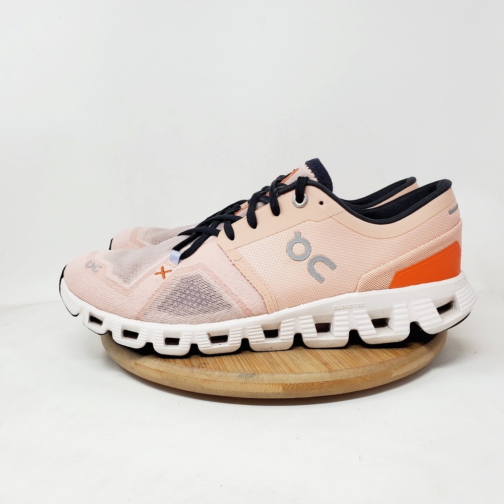 On Cloud X Running Shoes Womens 9 Rose Sand Walking Gym Comfort Sneaker